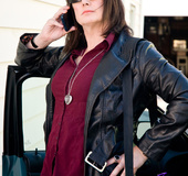 Sword wielding secretary strokes one out on chair after a hard day at