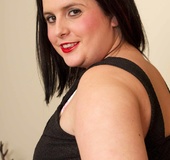Gorgeous chick shows her fat body in black dress then she takes it off