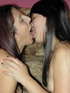 Beautiful Asian teen and brunette kiss then lick pussies and fuck with