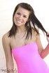 Yummy beav in a pink tube dress exposes her white shorts underneath.