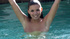 Adorable skank gets out of her blue metallic bikini to be naked in the