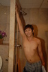 Asian twink beating his meat before taking shower with his buddy