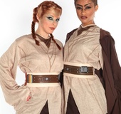 Gorgeous hotties with alluring bodies in jedi cosumes strips off then