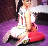 Smoking hot chick with humongous tits displays her sexy curves and huge