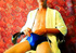 Horny stepdad takes off his yellow robe and blue brief then holds his