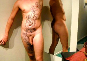 Hunk dude displays his muscular body with floral designed hena tattoos and his hot butt then takes off his black brief and expose his big dick. - XXXonXXX - Pic 6