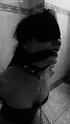 Brunette submissive girl in corset and fishnet gets blindfolded and gagged