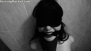 Black stud jeering blindfolded and gagge - Picture 3