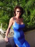 Hot brunette busty milf rocks in cute blue long gown and different sexy