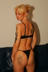 Blonde showing slender body and doing deepthroat blowjob