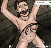 Blonde chick in a bondage device gets mouthfucked by a ghost. Ghost House