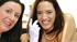 Naked chicks wearing black stockings and high heels goes down and sucks