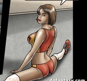Hot bombshells doing stretching yoga exercises. Repurposed by ERENISCH