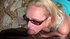 Smoking hot blonde wearing blue shirt pulls down her black shirt then