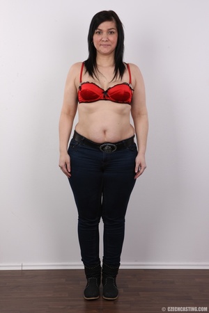 Tender flabby damsel in a red bra and bl - Picture 4