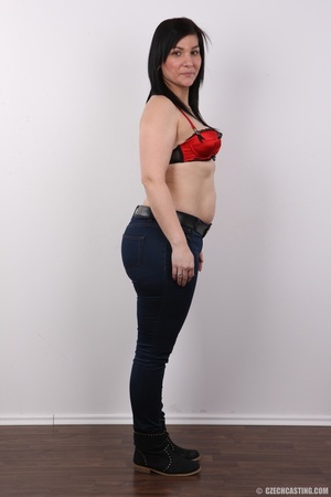 Tender flabby damsel in a red bra and bl - Picture 5