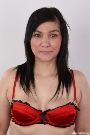 Tender flabby damsel in a red bra and bl - Picture 6