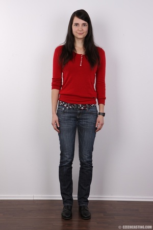 Sumptuous madam in a red top, jeans and  - XXX Dessert - Picture 2