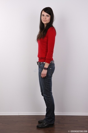 Sumptuous madam in a red top, jeans and  - XXX Dessert - Picture 3