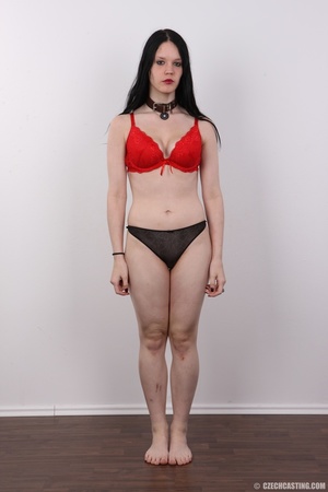 Perfect floozy in a red lacy bra and she - Picture 7