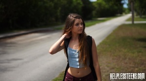 Tender teen hitchhiker picked up for rou - Picture 1