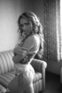 Stunning blonde hottie with alluring body lifts up her white floral blouse