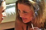 Two lovely bitches in lingerie love to smoke so much