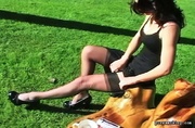 Slutty raven haired darling loves to smoke in her backyard