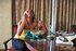 Cute blonde darling eats and smokes with so much joy