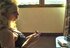 Super hot blonde lady puffs on a cigarette with pleasure