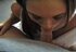 Young babe gives a blowjob and smokes a cigarette with joy