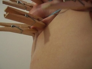 Cute redhead slut loves clothespins on h - Picture 12