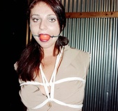 Bound and gagged bitch is ready to serve her boss