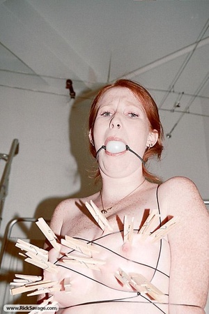 Super hot redhead slut gets tied up and  - Picture 1