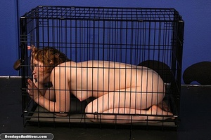 Caged little bimbo is ready for some wax - Picture 8