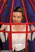 Caged beauty gets a really nice caning session