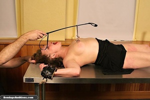 Tied up darling gets waxed on the table  - Picture 8