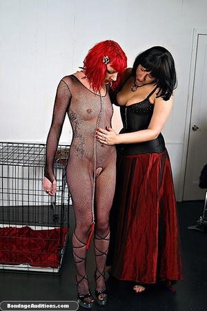 Redhead in a fishnet outfit gets used by - Picture 2