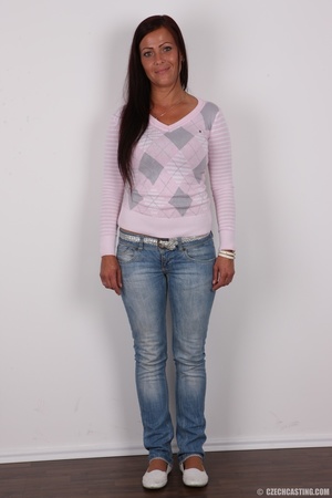 Hot MILF in jeans and a cute sweater she - Picture 1