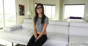 Brunette teen in glasses gets her pooper - Picture 6