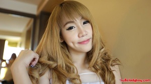 Thai blonde shemale works hard to get facial cumshot - XXXonXXX - Pic 1
