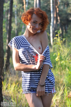 Marvelous redhead chick posing in the woods - XXXonXXX - Pic 3