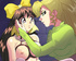 Leashed manga teen in handcuffs gagging with a huge black cock of masked
