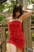 gorgeous brunette pulls down