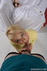 Cool POV with ponytailed blonde girl giving head