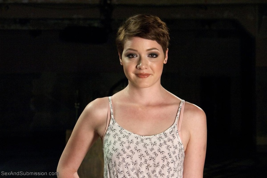 Short haired cutie in bondage enjoys in rough sex session - XXXonXXX - Pic 1