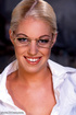 Extra hot blonde in glasses, white shirt and black skirt blows and fuck