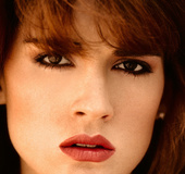 Classy brunette model showing her nice rack