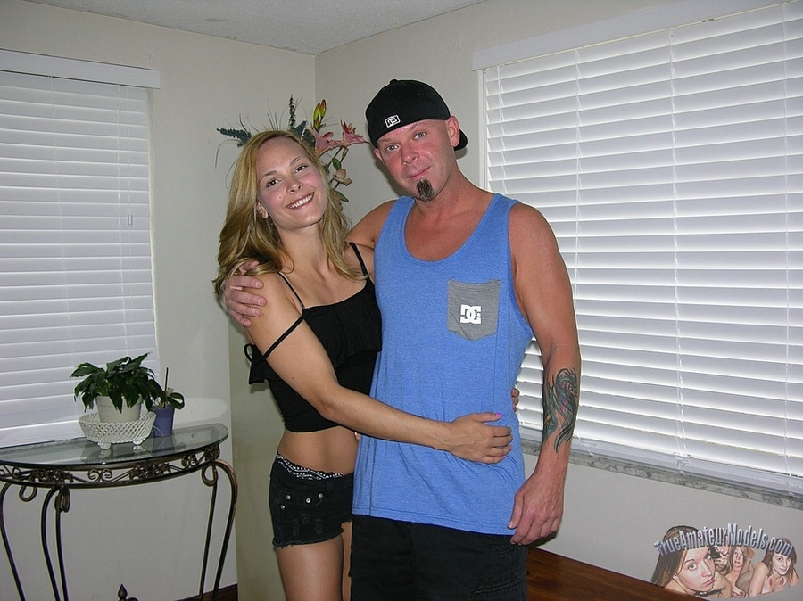 Foxy blonde peels off her black blouse and jeans shorts then reveals her banging body with lusty boobs and alluring pussy then gets on her knees and sucks her boyfriend's dick til it blows on her big ass. - XXXonXXX - Pic 1