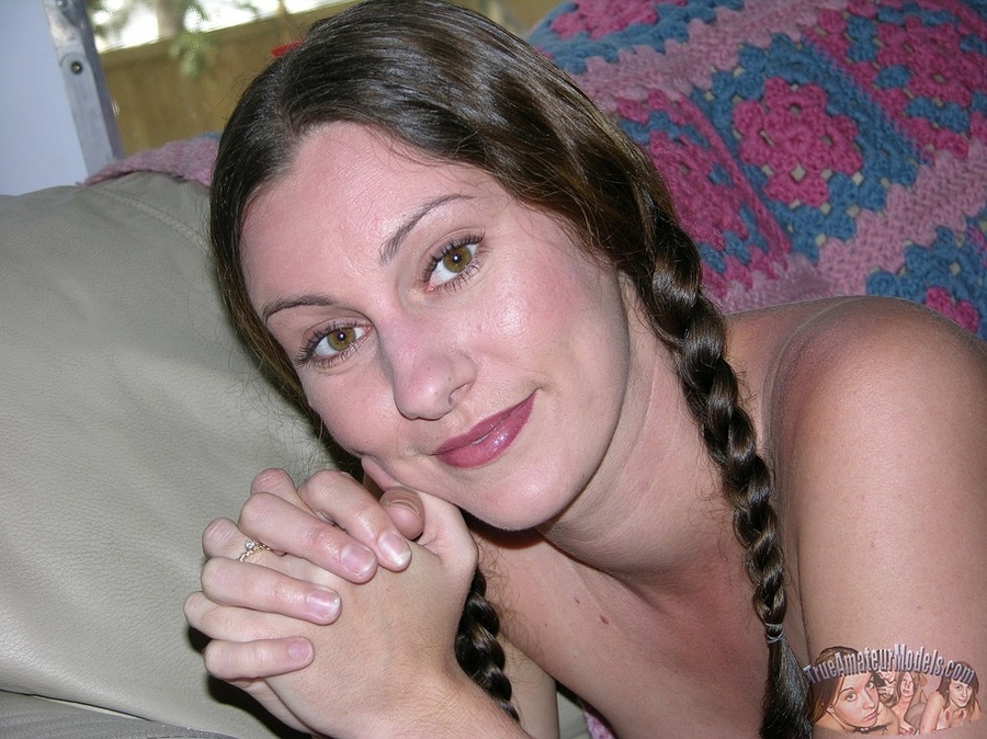 Cute chick with banging body wearing pigtails pose topless before she pulls down her white shorts and allures with her luscious crack on a maroon bed. - XXXonXXX - Pic 11